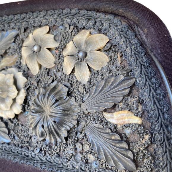 Vintage Caron of Houston Handcrafted Beaded Jeweled & Embroidered Black Bag - Picture 7 of 9